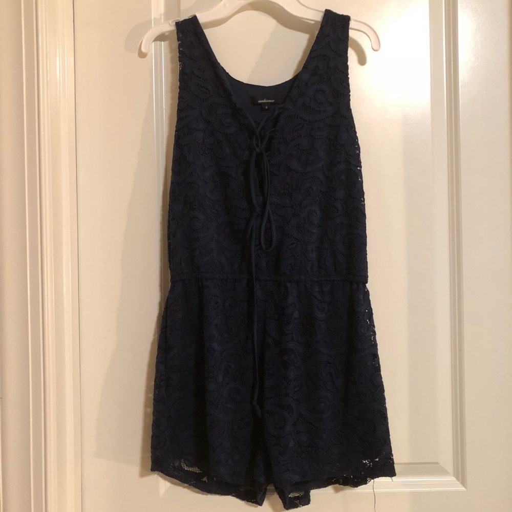 Navy Blue Lace Romper